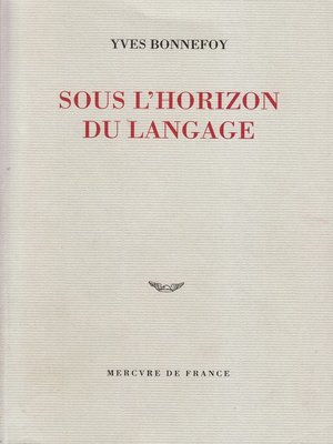 cover image of Sous l'horizon du langage